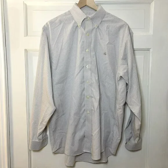 Brooks Brothers Gray Gingham‎ Check Taditional Fit Non-Iron Dress Shirt - Large - Picture 5 of 7
